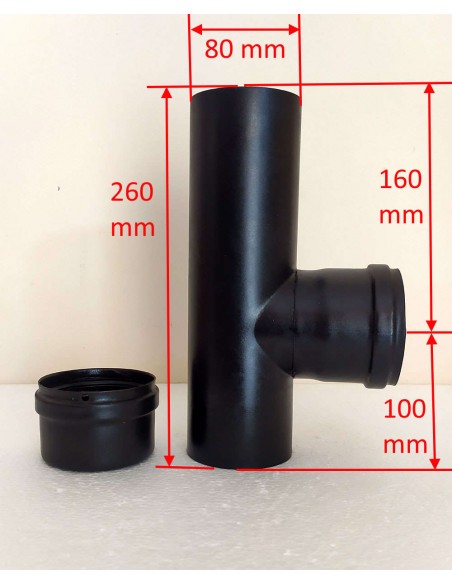 Raccordo-a-T-90°-con-tappo-cieco-acciaio-nero-per-stufe-a-pellet-Dimensioni