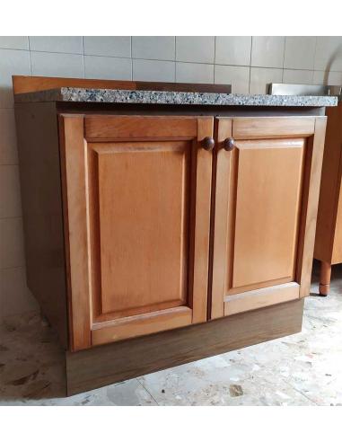 Mobile da cucina componibile con struttura in legno e piano superiore in marmo,2