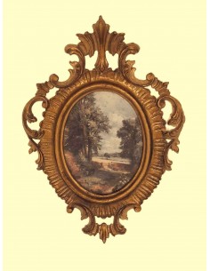 Quadro-ovale-antichizzato-a-parete-con-alberi-155x223-cm