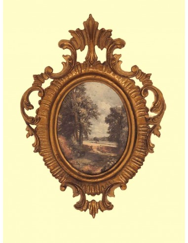 Quadro-ovale-antichizzato-a-parete-con-alberi-155x223-cm
