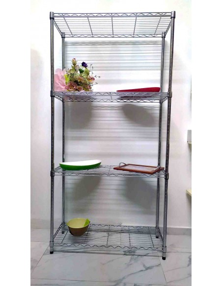 Scaffale-libreria-in-acciaio-cromato-con-4-ripiani-36x90xh180-cm