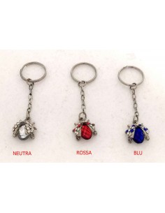 Portachiavi-coccinella-con-gemma-in-vetro-e-ali-con-strass-Blu 2