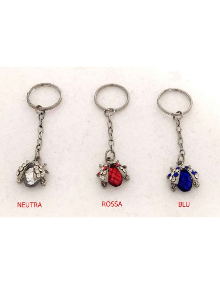 Portachiavi-coccinella-con-gemma-in-vetro-e-ali-con-strass-Varianti-di-colore