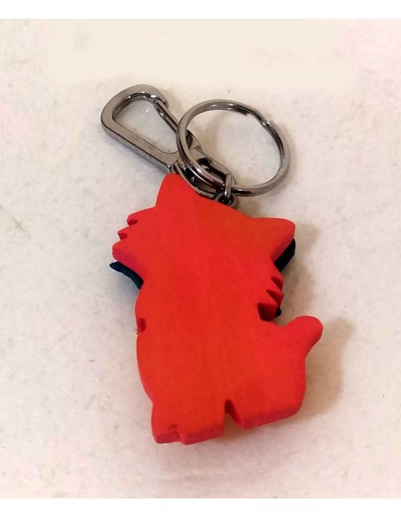 Portachiavi-gatto-in-legno-colorato-con-placca-argento-Recuerdo-1