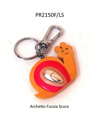 Portachiavi-lumaca-in-legno-colorato-con-placca-argento-recuerdo-archetto-scuro-1