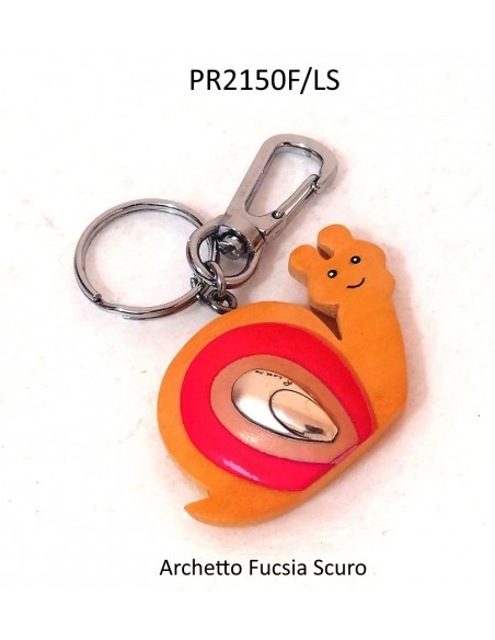 Portachiavi-lumaca-in-legno-colorato-con-placca-argento-recuerdo-archetto-scuro-1