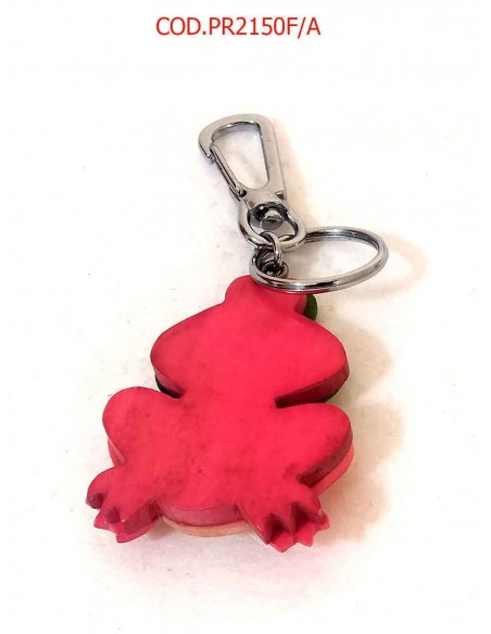 Portachiavi-ranocchio-in-legno-colorato-con-placca-argento-recuerdo-A1
