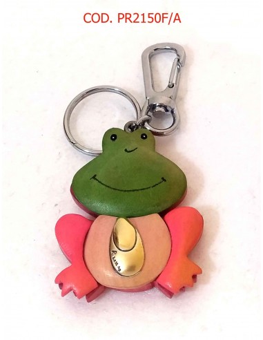 Portachiavi-ranocchio-in-legno-colorato-con-placca-argento-recuerdo-A