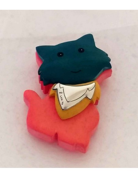 Gatto-in-legno-magnetico-con-argento-Recuerdo-4x6-cm