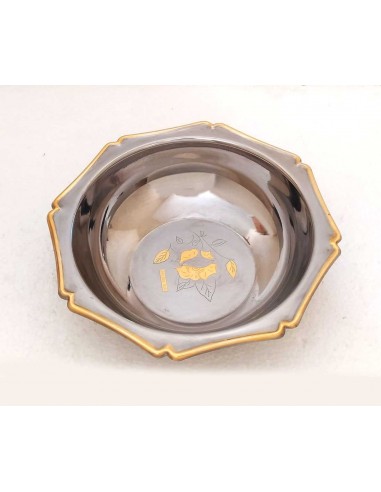 Ciotola-ottagonale-vintage-in-acciaio-inox-1810-con-bordo-in-oro-24k-e-incisione-floreale-1