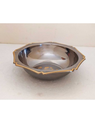 Ciotola-ottagonale-vintage-in-acciaio-inox-1810-con-bordo-in-oro-24k-e-incisione-floreale-2