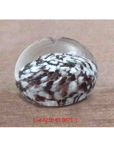 Fermacarte-sferico-in-vetro-con-decorazioni-interne-bianco-nero-marrone-1b